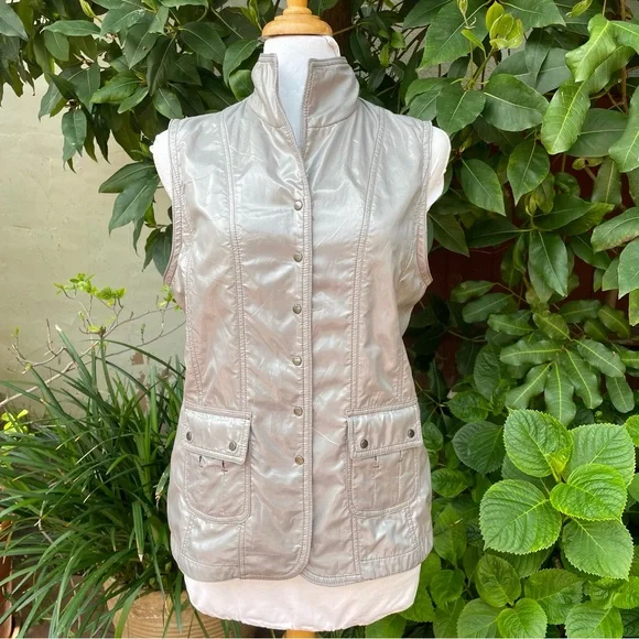 Japanese Brand Rue de Bac Vest Silver Grey Metallic - Picture 2 of 14
